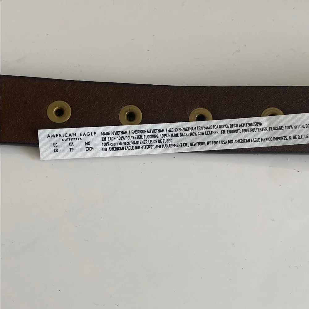 American Eagle Outfitters Brown Leopard Print Studded Belt with Gold Buckle XS